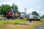 A southbound grain train approaches the junction      